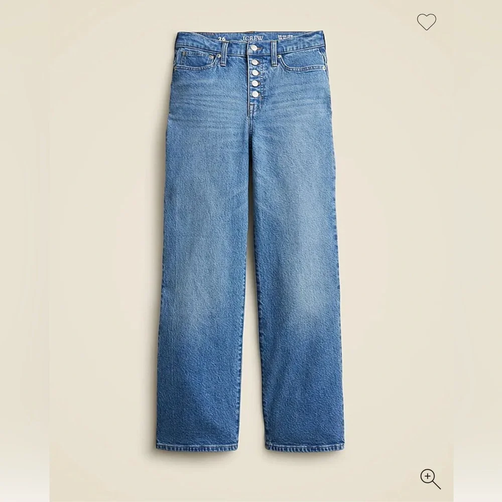NWT, Tall J Crew Slim Wide Leg Jeans, Medium Wash, Button Fly, 31 Tall, 30” IS